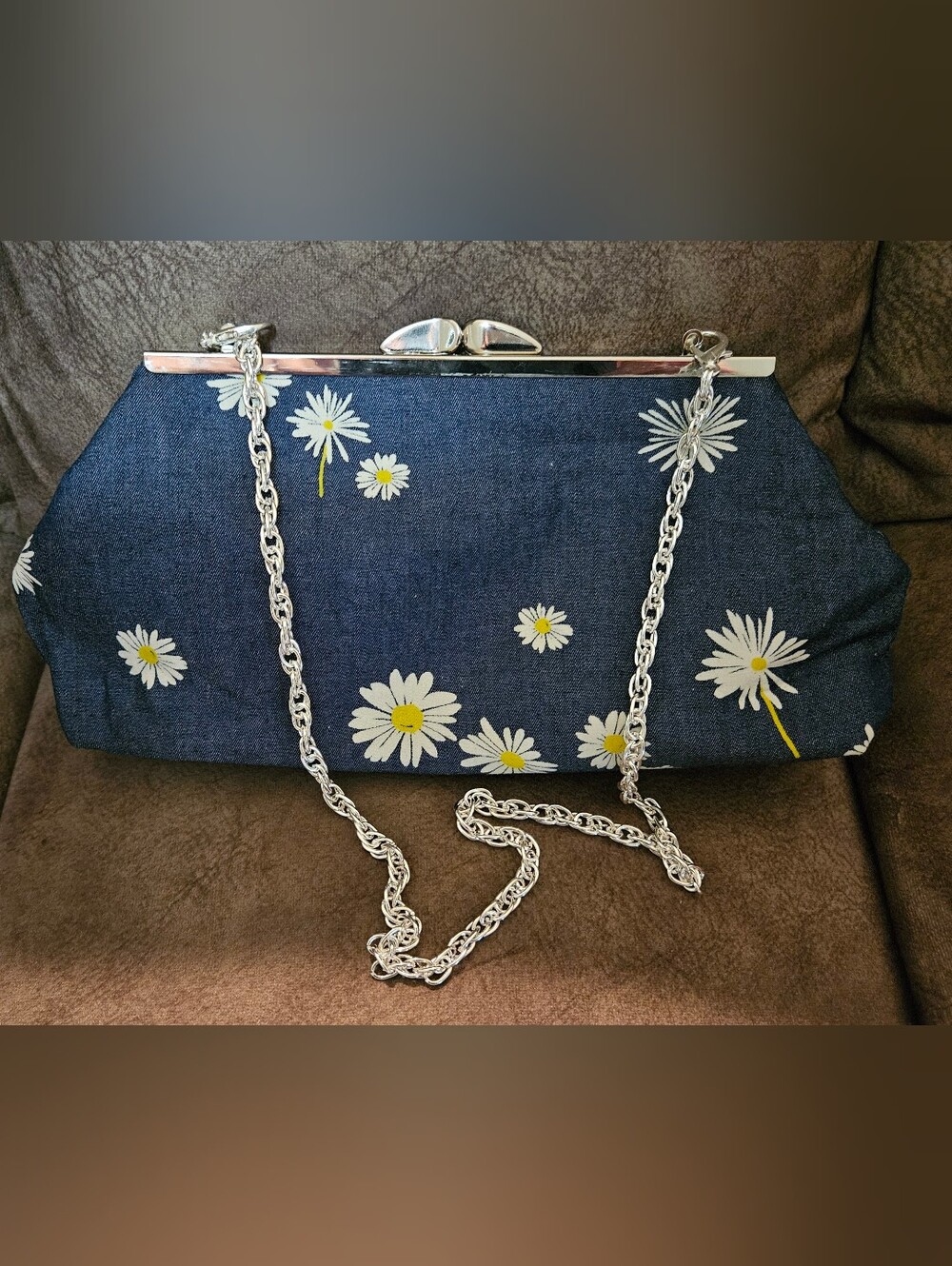 Denim and Daisy Clutch in Blue & White New